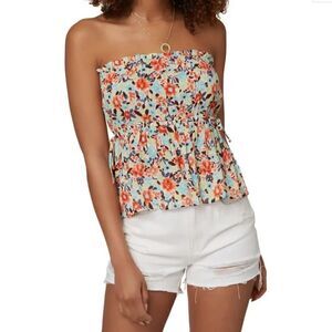 NWOT O’Neil Carolina Floral Side Ties Strapless Tube Top Size: M